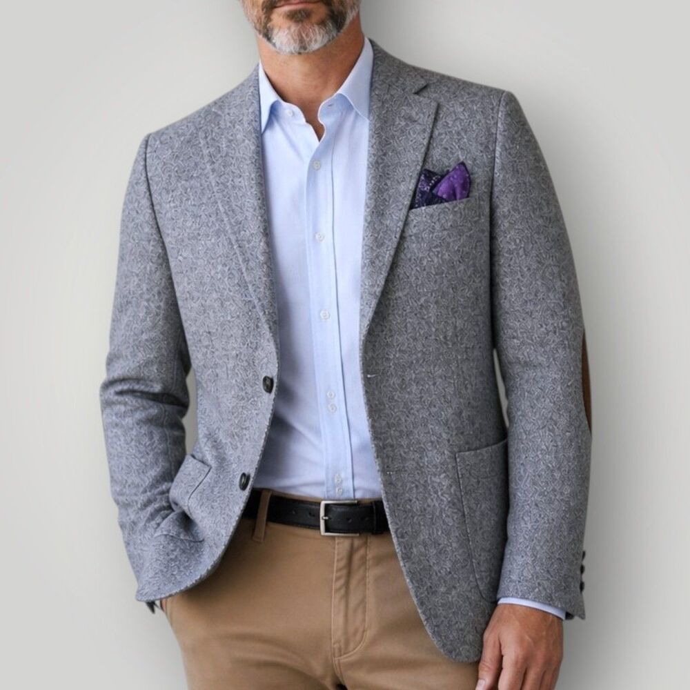 OAKBROOK Vintage Mens 38R Gray Tweed Wool Blazer Sport Coat 2 Button Jacket